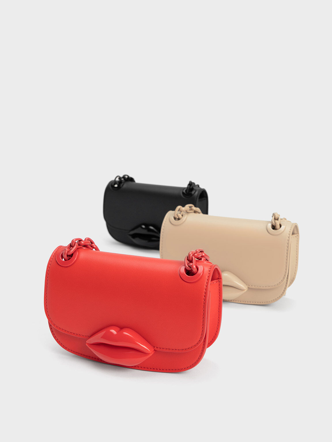 Mini Kiss Lip Motif Bag, Beige, hi-res