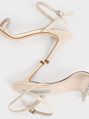 Ambrosia Patent Gem-Embellished Ankle-Strap Pumps, Cream, hi-res