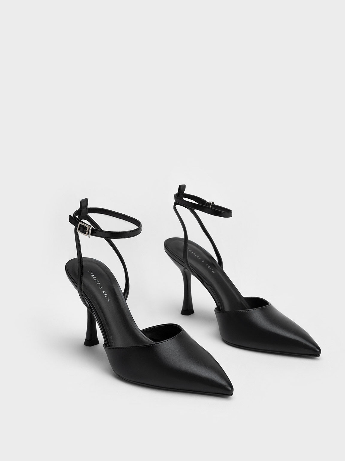 Chain-Link Ankle-Strap Pumps, Black, hi-res
