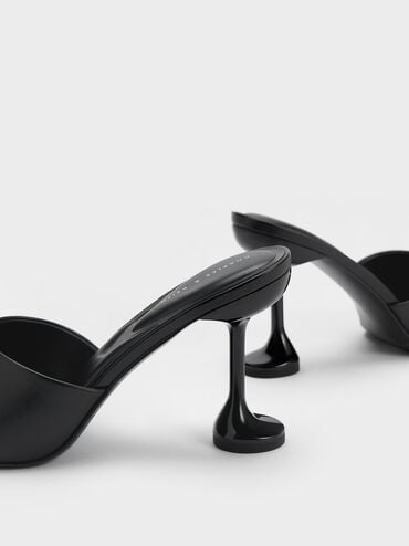 Celestine Sculptural Heel Mules, Black, hi-res