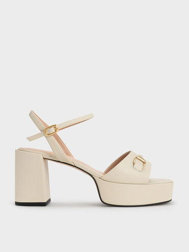 Leslie Metallic Accent Platform Slingback Sandals, White, hi-res