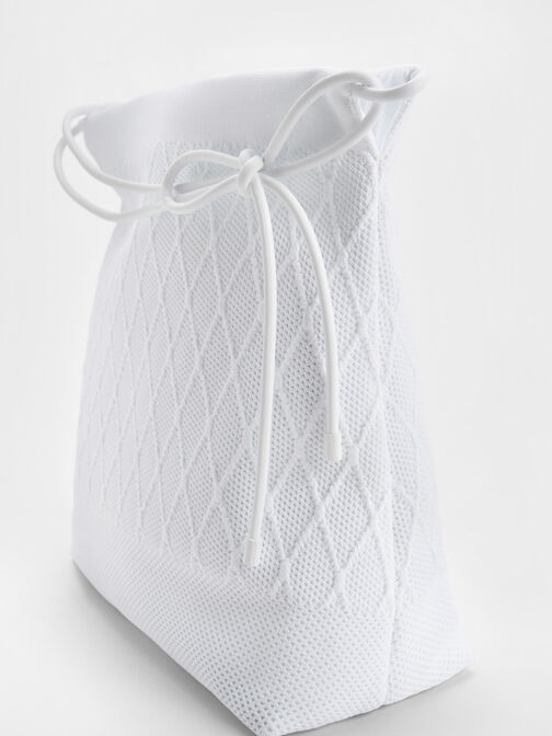 حقيبة جنوى منسوجة مع فيونكة, أبيض, hi-res