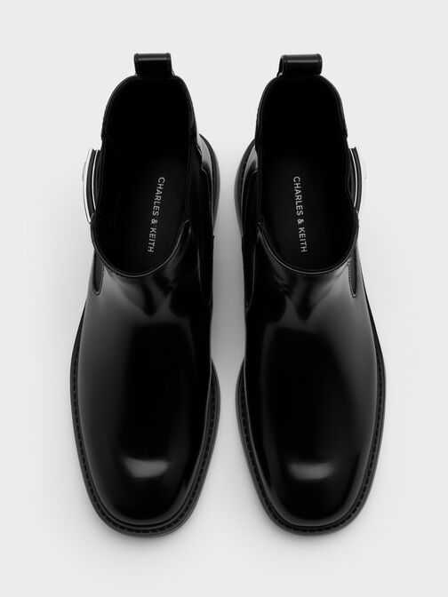 Lando Metallic-Buckle Chelsea Boots, Black Boxed, hi-res