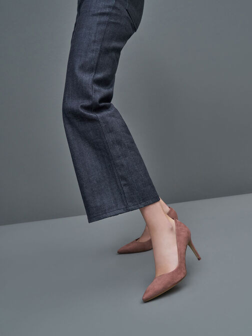 Emmy Textured Pointed-Toe Stiletto Pumps, Mauve, hi-res