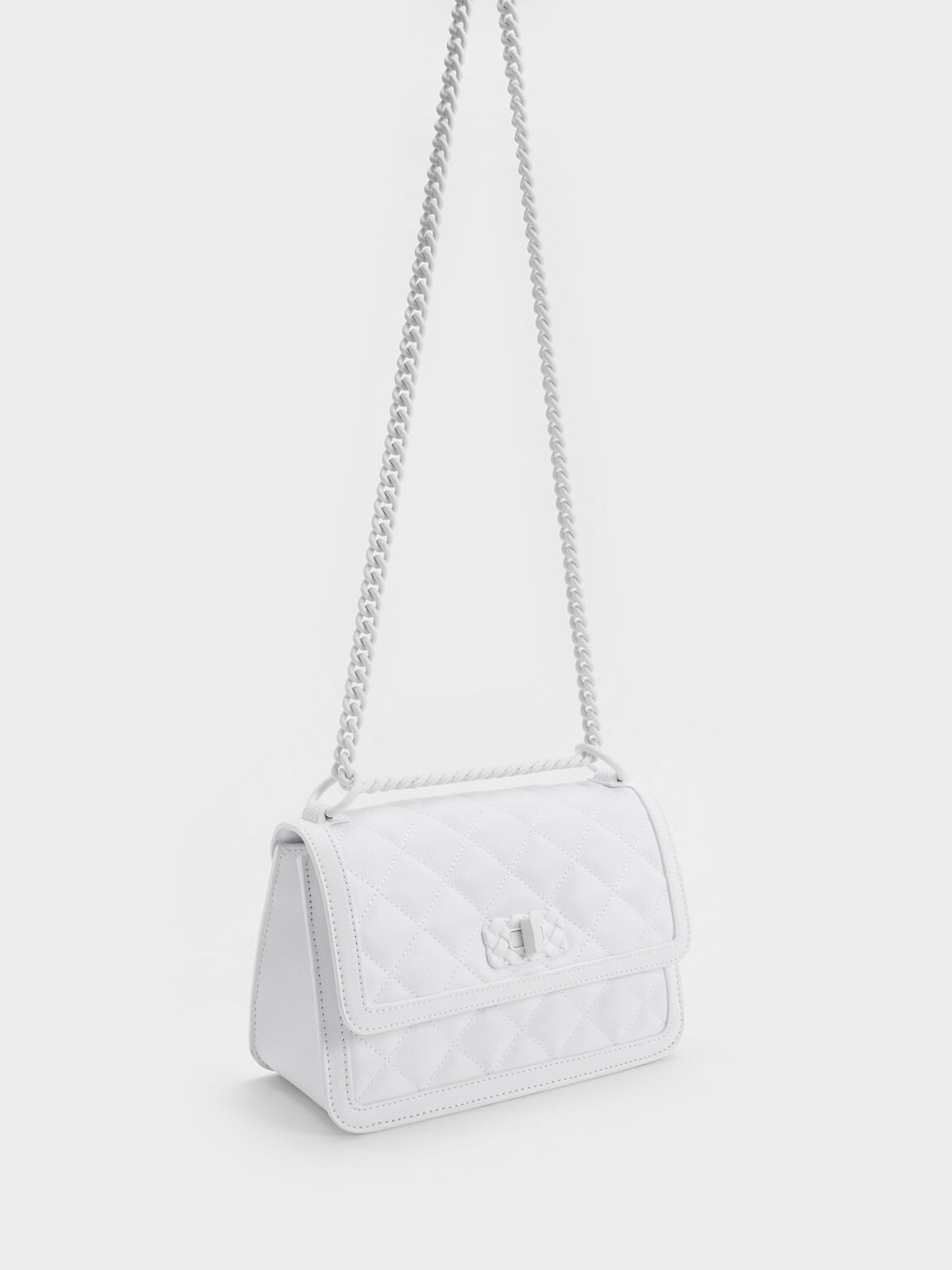 White Micaela Quilted Chain Bag CHARLES KEITH SA