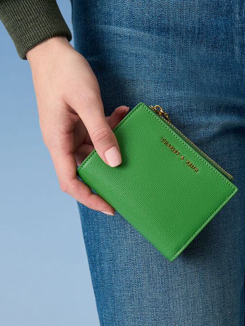 محفظة صغيرة بسحاب أمامي, لون أخضر, hi-res