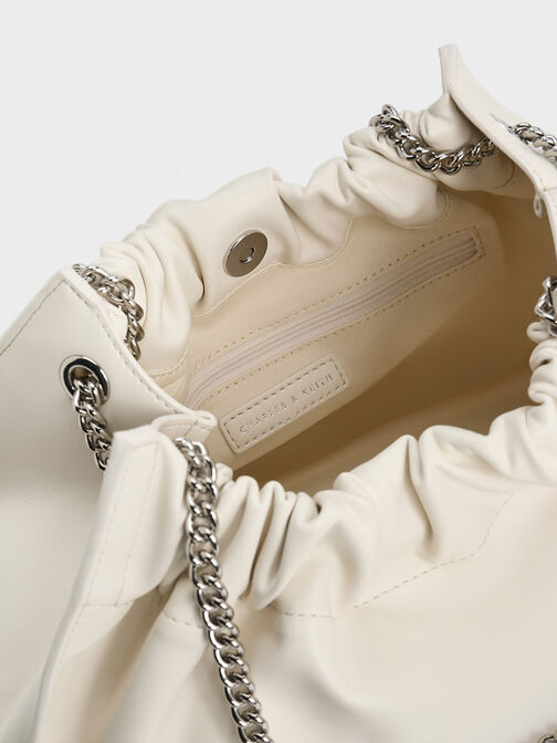 Cyrus Slouchy Chain-Handle Bag, Cream, hi-res