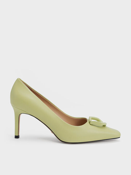 Gabine Leather Tapered Pumps, Green, hi-res