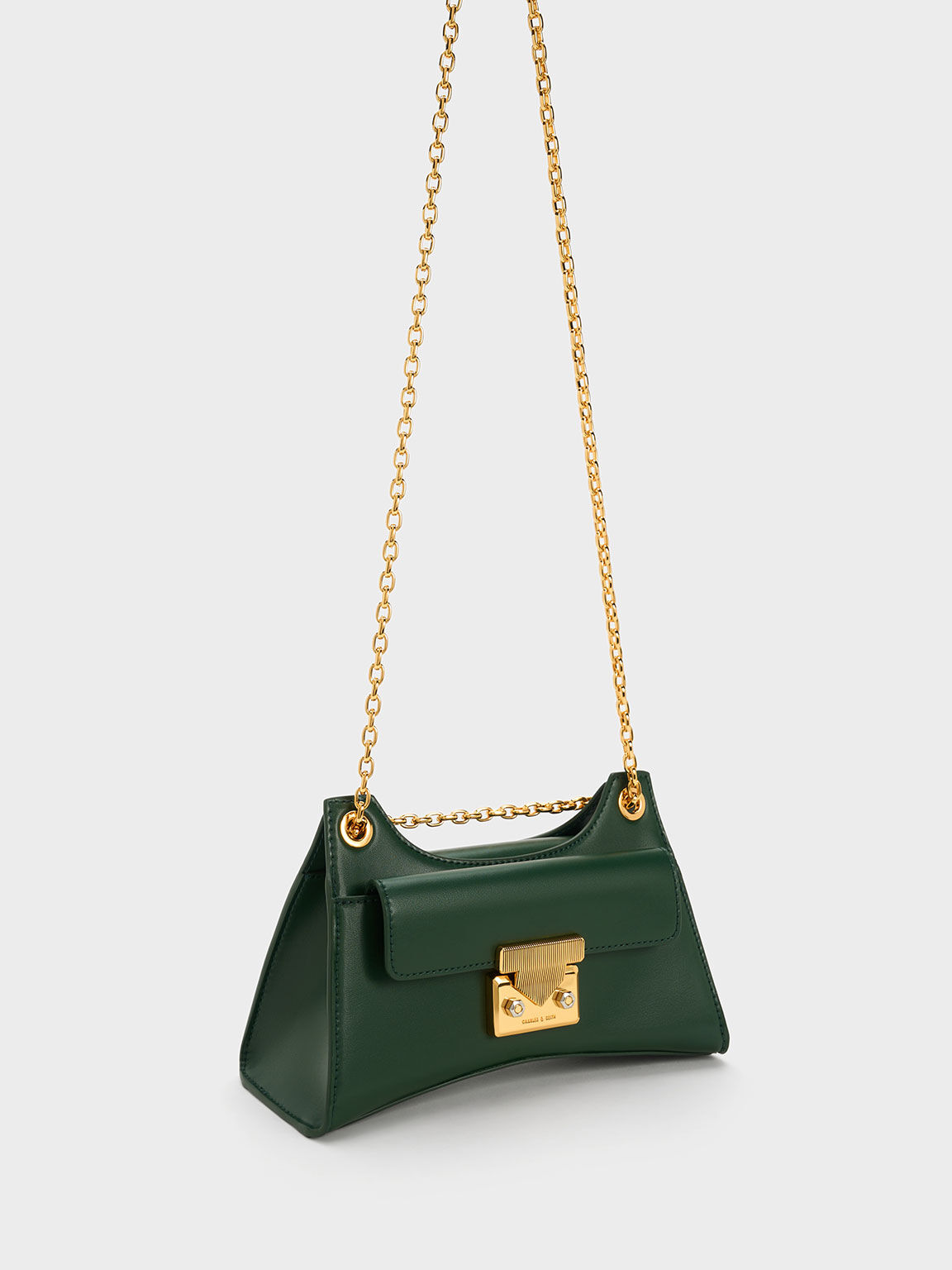 حقيبة يودورا بتصميم هندسي, أخضر غامق, hi-res