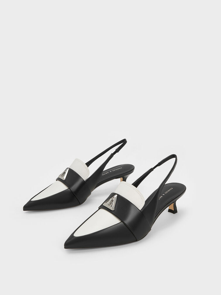 Trice Metallic Accent Pointed-Toe Slingback Pumps, Black, hi-res