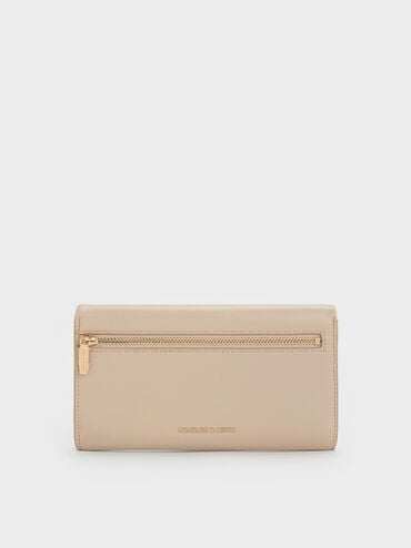 Lilibet Metallic-Accent Chain-Strap Long Wallet, Dusted Oat, hi-res