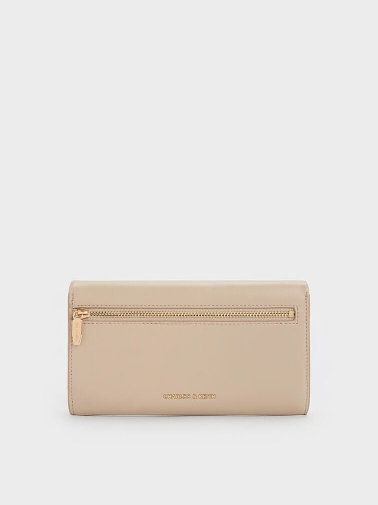Lilibet Metallic-Accent Chain-Strap Long Wallet, Dusted Oat, hi-res