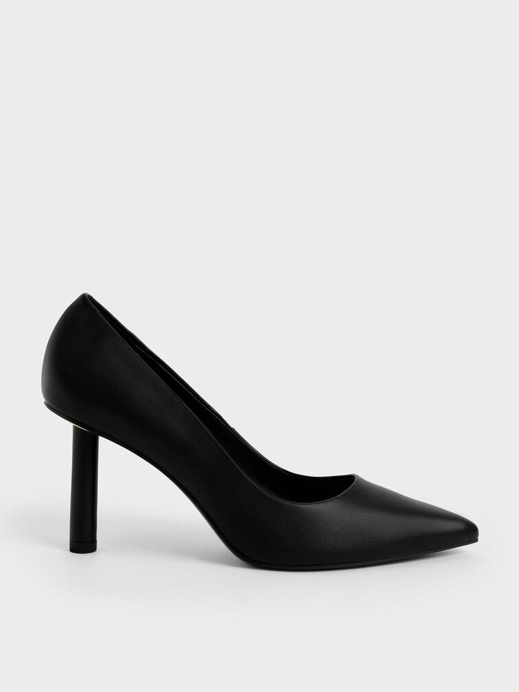 Cylindrical Heel Pumps, Black, hi-res