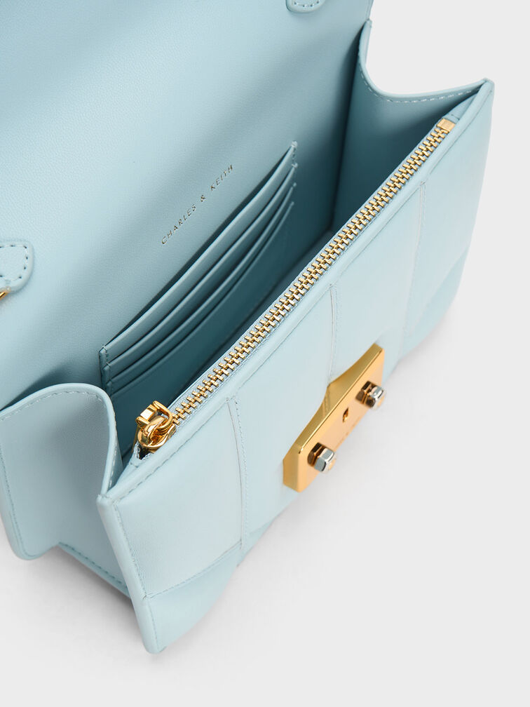 حقيبة يودورا مربعة بتصميم مضلع, أزرق, hi-res