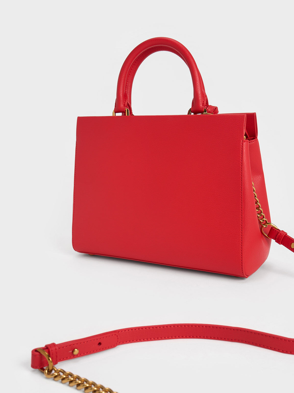 Mirabelle Structured Handbag, Red, hi-res