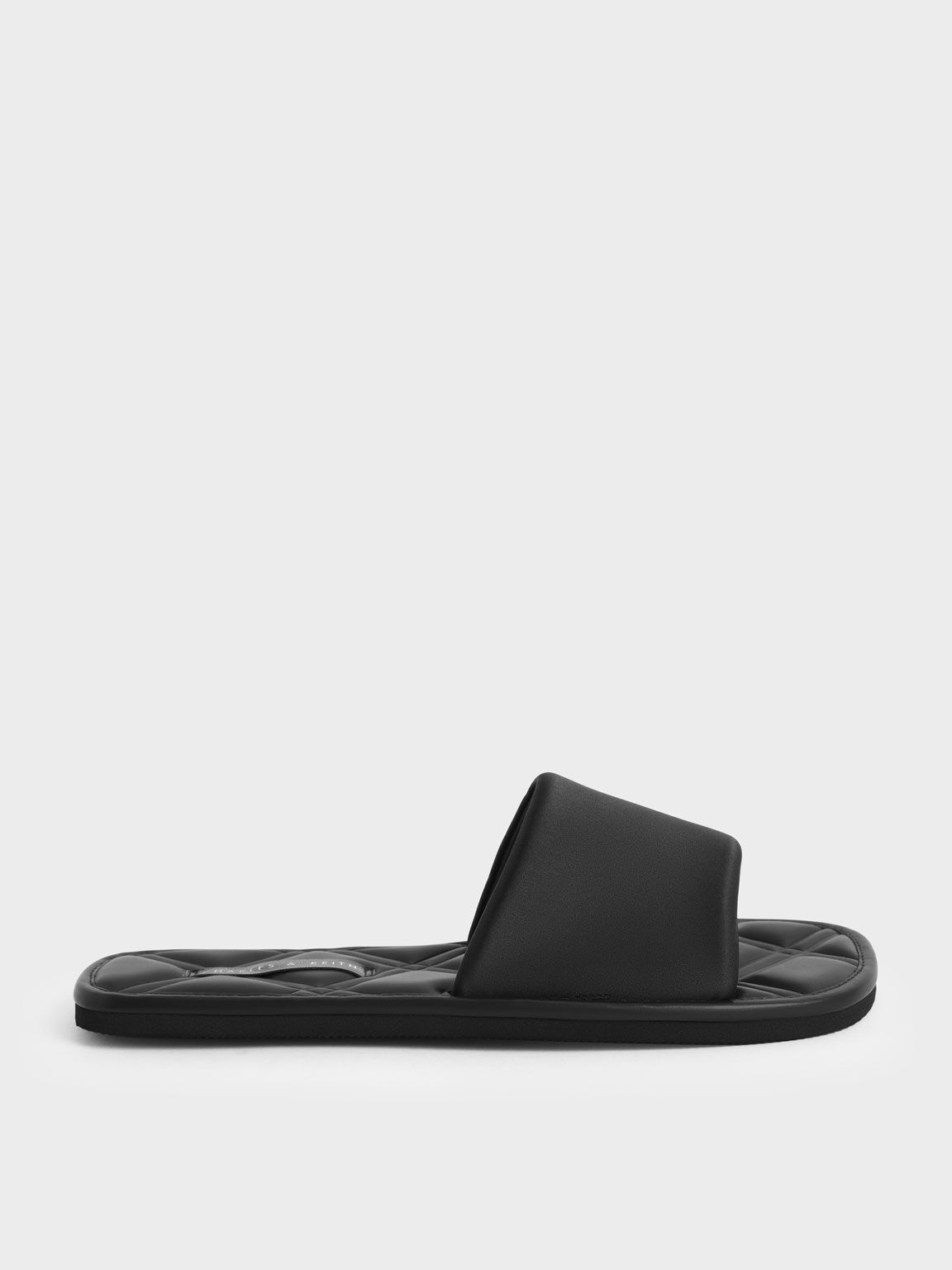 Black Satin Padded Slides CHARLES KEITH SA