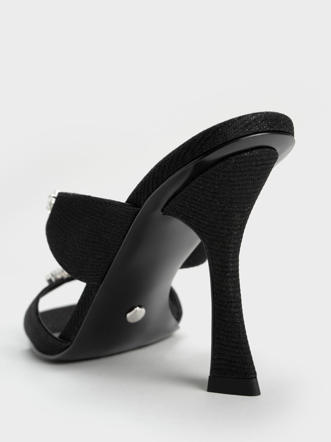 Glittered Gem-Encrusted Sandals, Black, hi-res