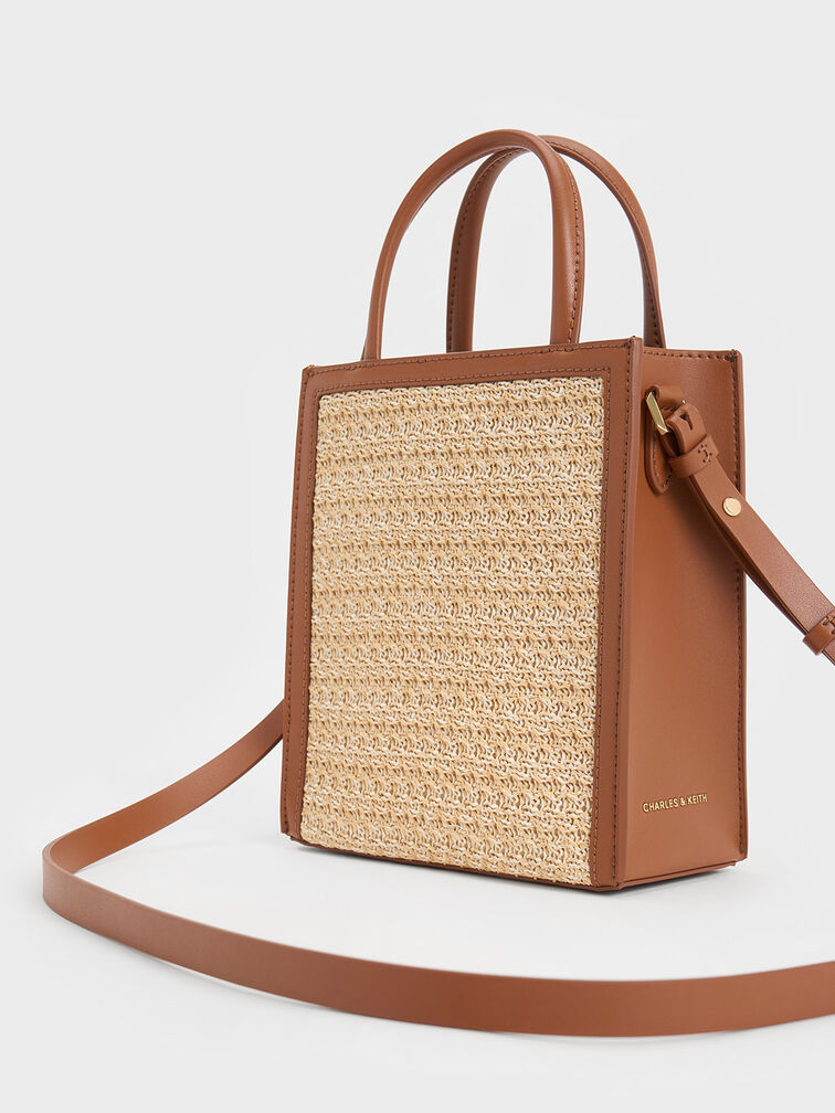 Raffia Double Handle Tote Bag, Multi, hi-res