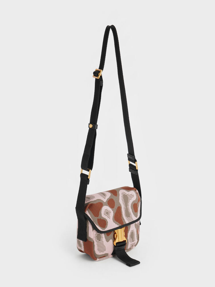 Knit & Nylon Metallic Buckle Mini Crossbody Bag, Multi, hi-res