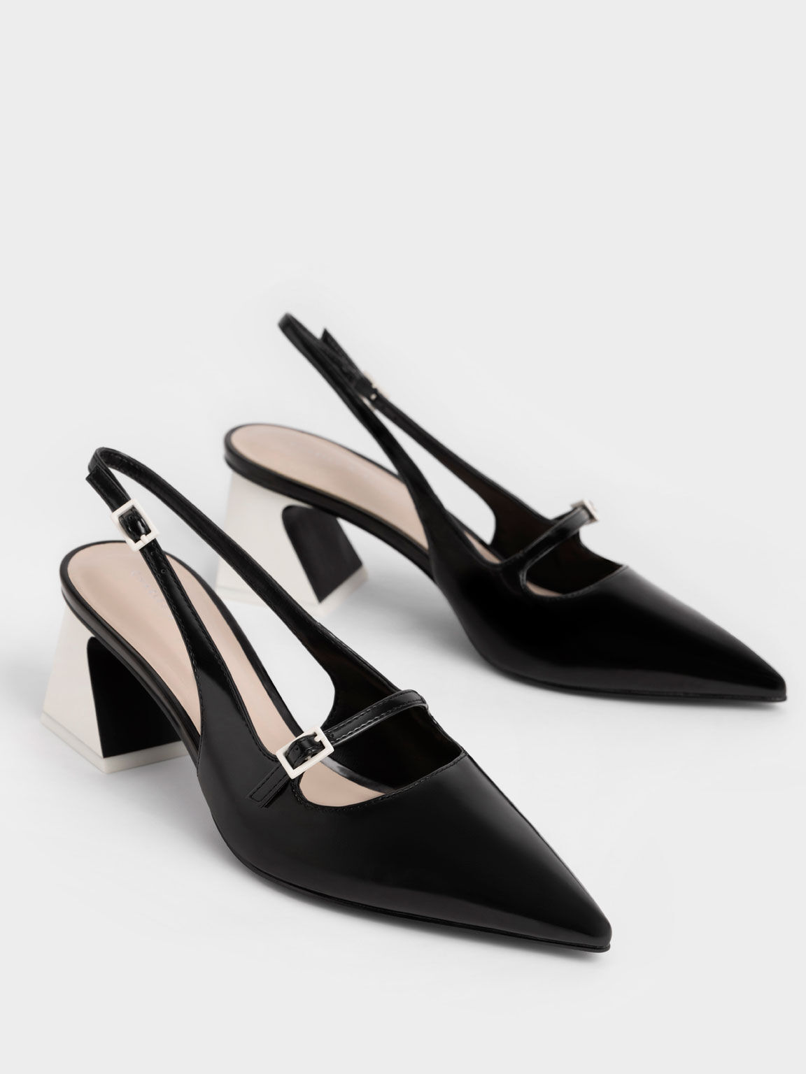 حذاء ترابيز بكعب ثنائي اللون, أسود, hi-res