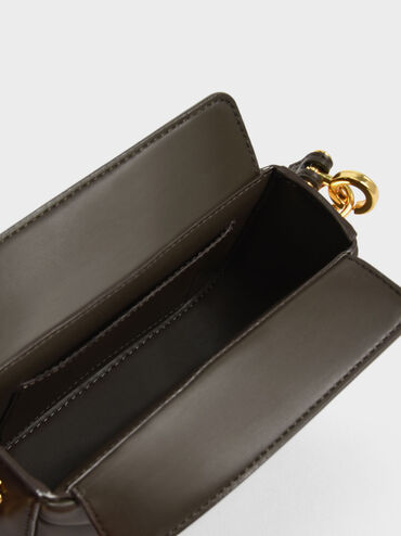 Danika Chunky Chain-Handle Padded Bag, Dark Moss, hi-res