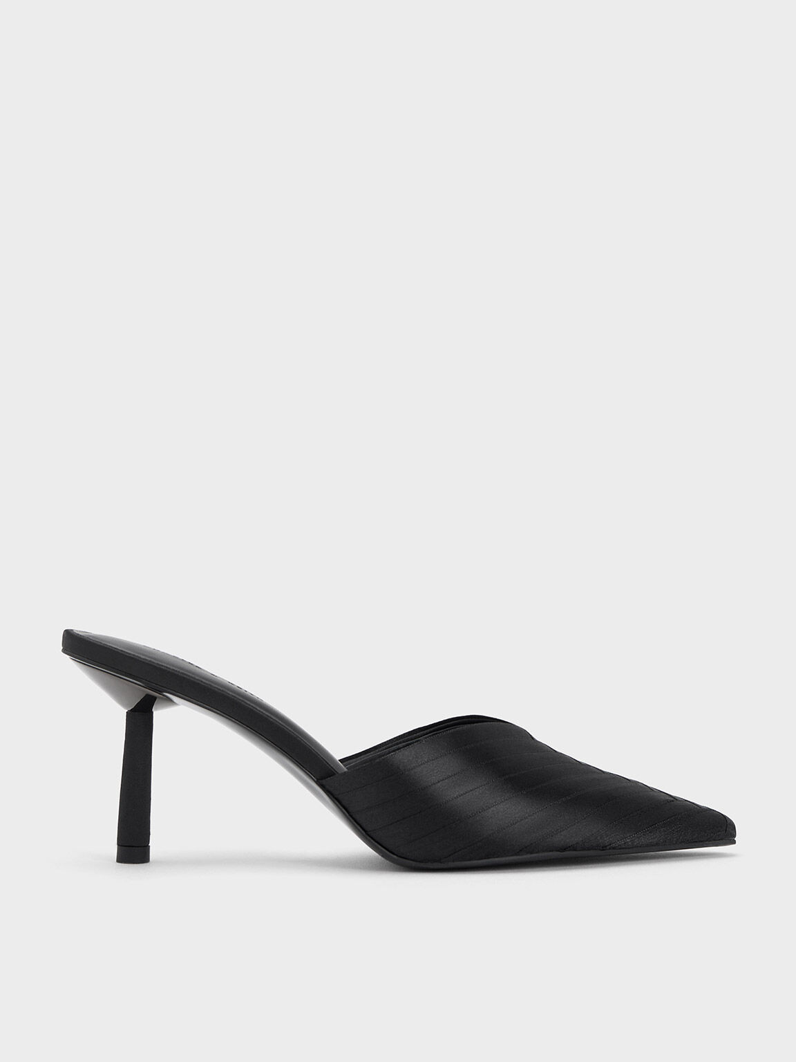 Recycled Polyester Cylindrical Heel Mules, Black, hi-res
