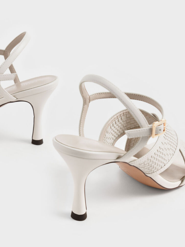 Woven Crossover Slingback Sandals, Cream, hi-res