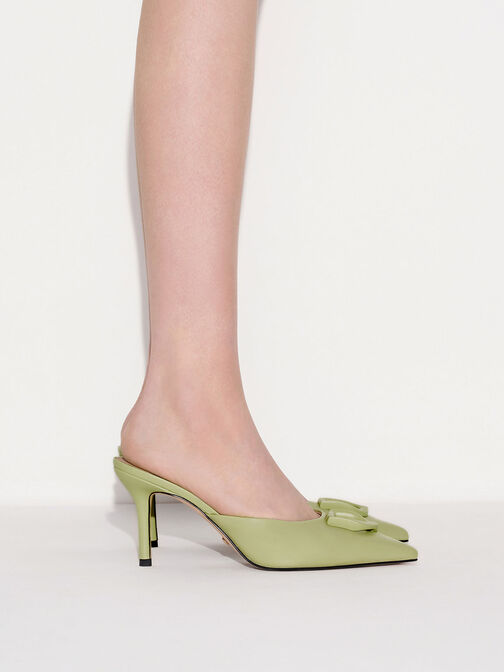 Gabine Leather Mules, Green, hi-res