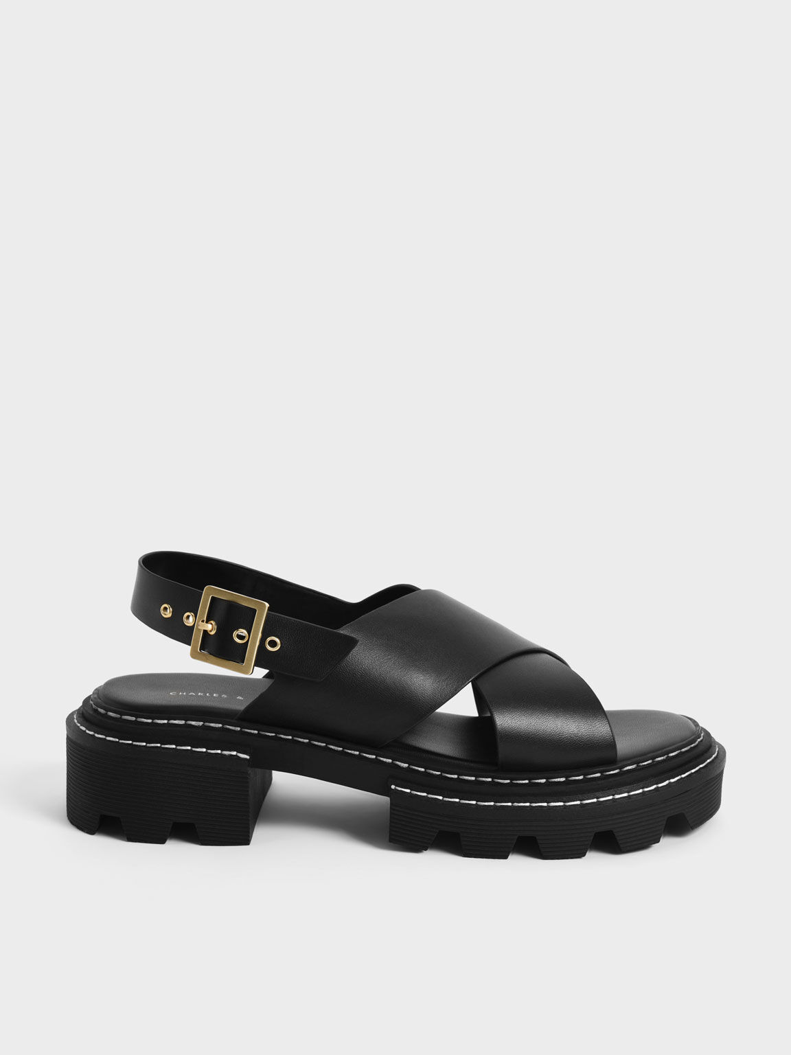 Perline Crossover Slingback Sandals Black