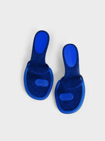 Electra Recycled Polyester Heeled Thong Sandals, Blue, hi-res