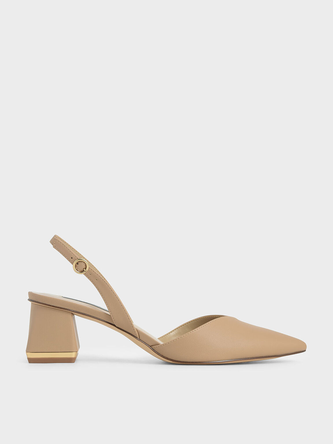 Trapeze Heel Slingback Pumps, Sand, hi-res