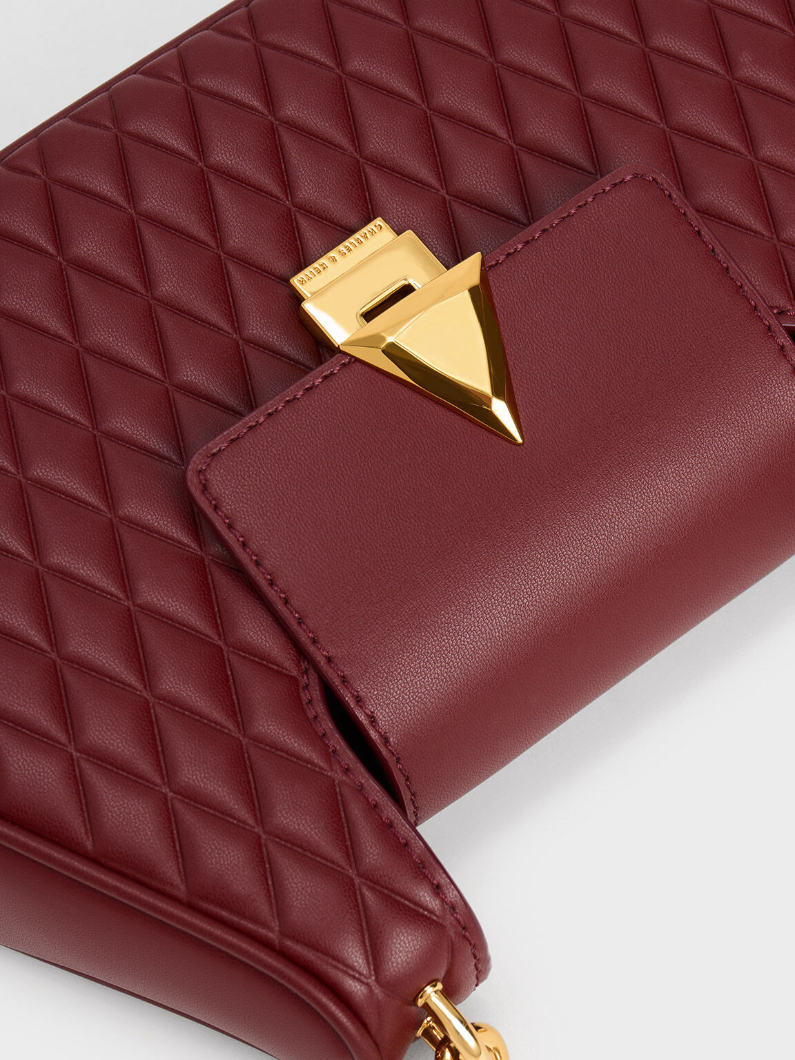 Quinlynn Curved Shoulder Bag, Burgundy, hi-res