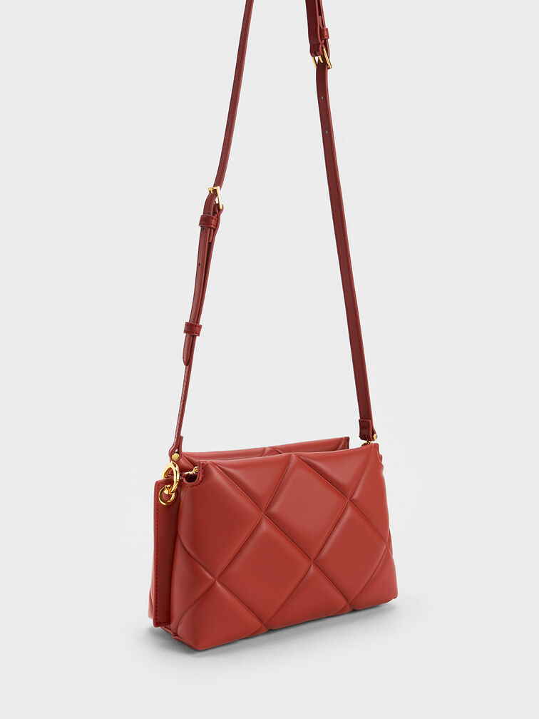 حقيبة "دانيكا" مبطنة مع سلسلة سميكة, احمر غامق, hi-res