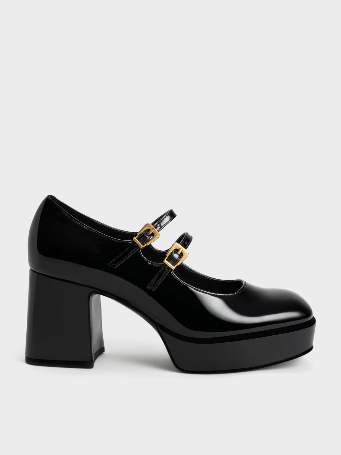 حذاء ماري جين مع مقدمة مربعة وكعب عريض, أسود, hi-res