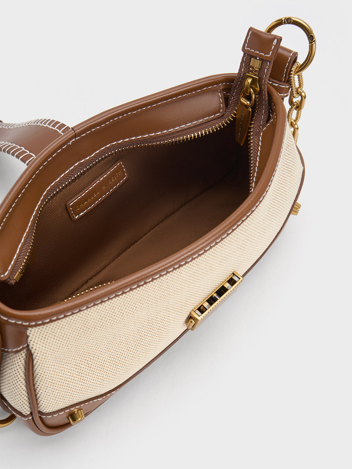 Winslet Canvas Belted Shoulder Bag, Chocolate, hi-res