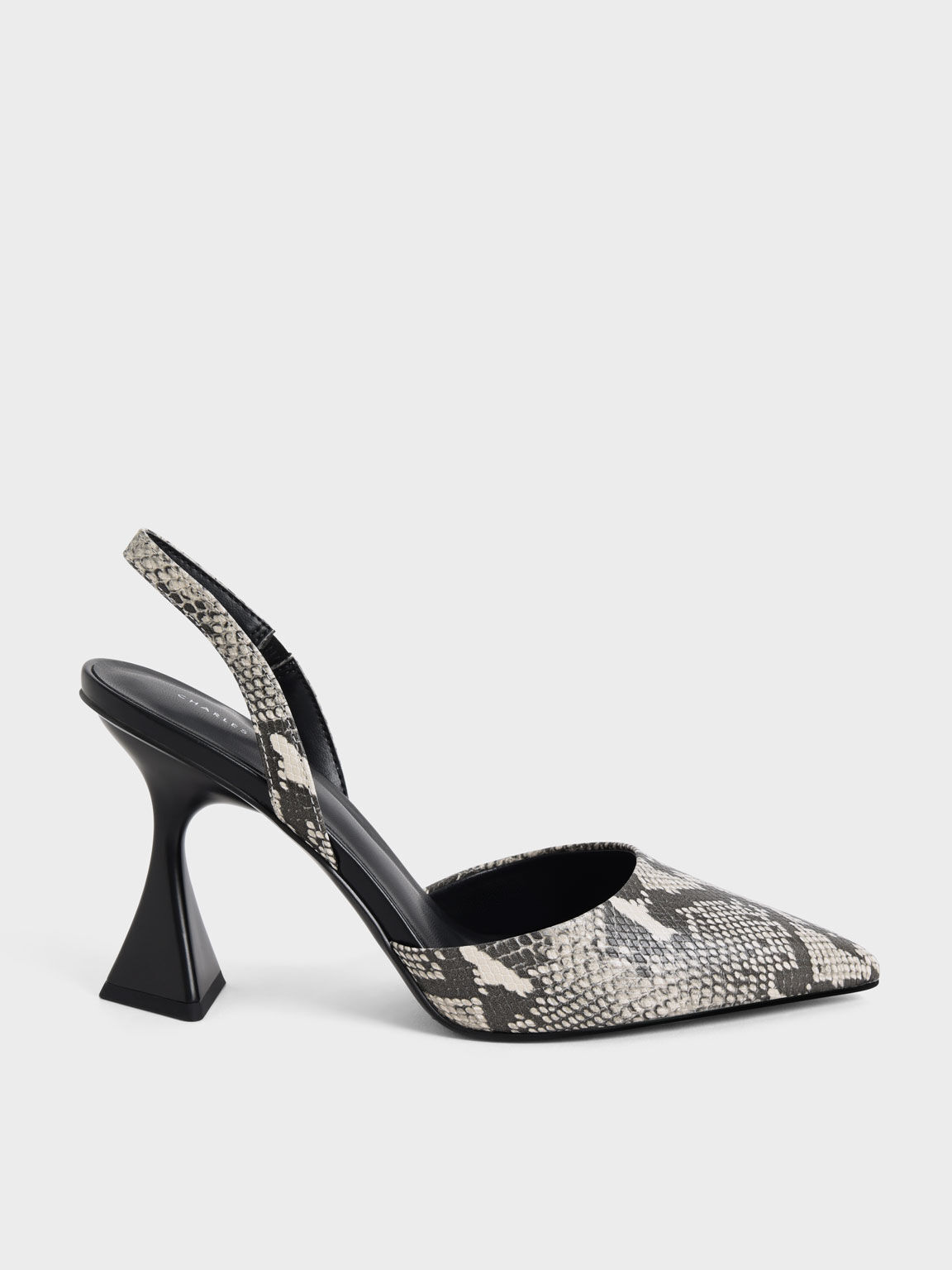 Black and white snake print heels shop
