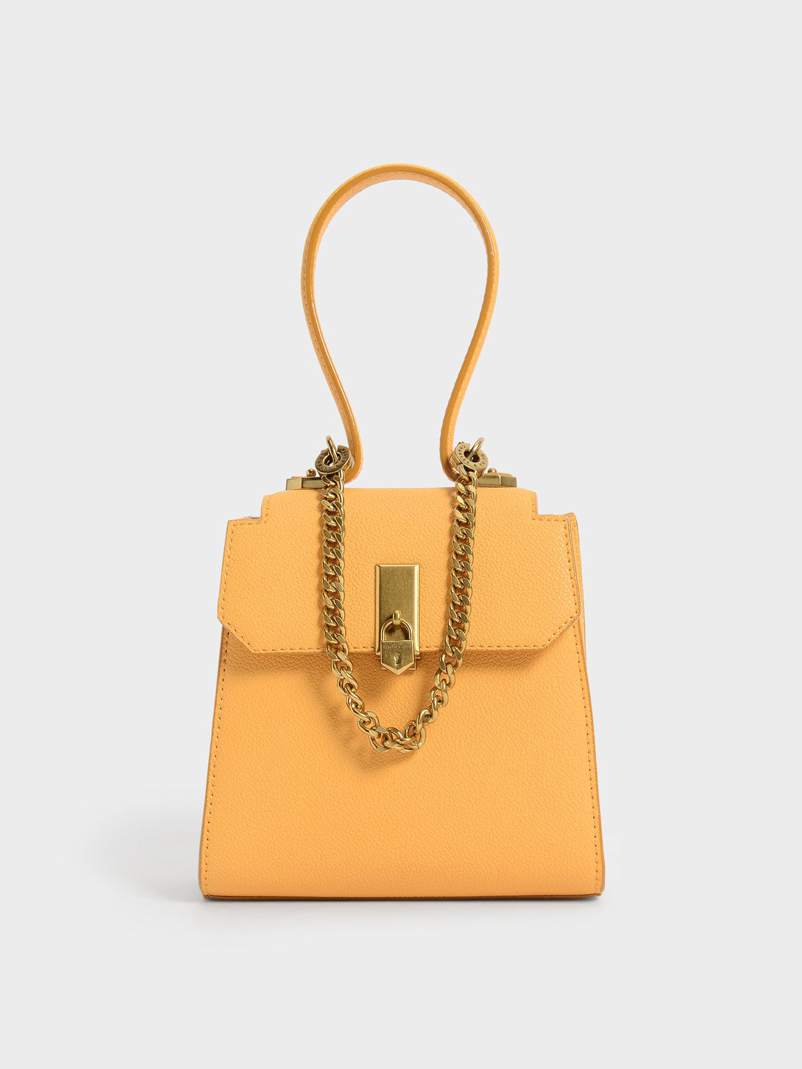 Locket Chain-Link Trapeze Bag, Mustard, hi-res