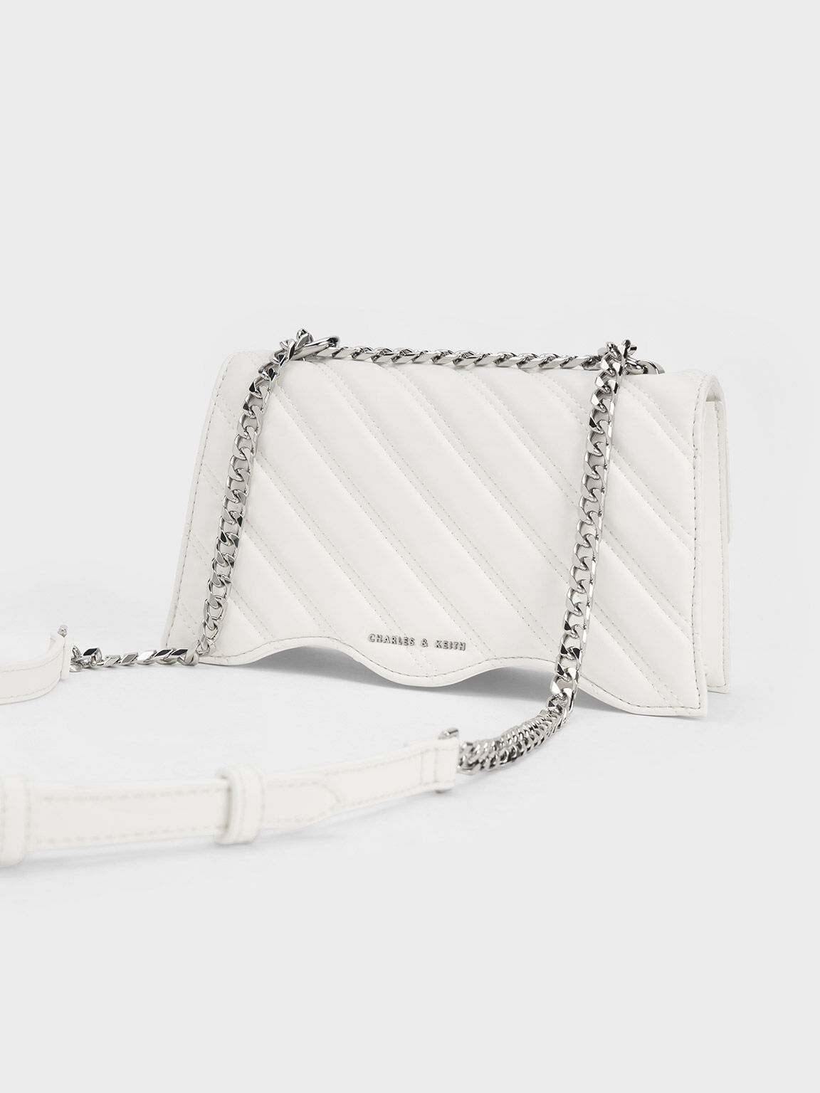Freja Wavy Trapeze Crossbody Bag, White, hi-res