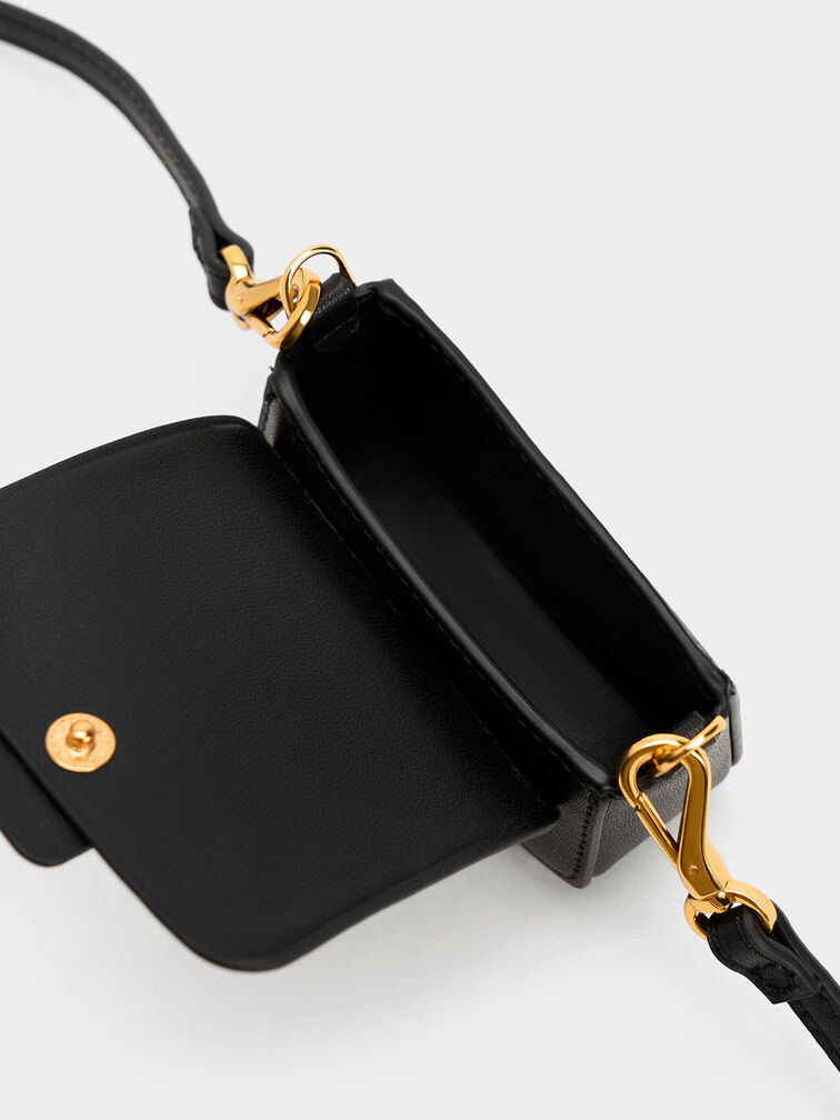 Micro Koa Square Push-Lock Bag, Black, hi-res