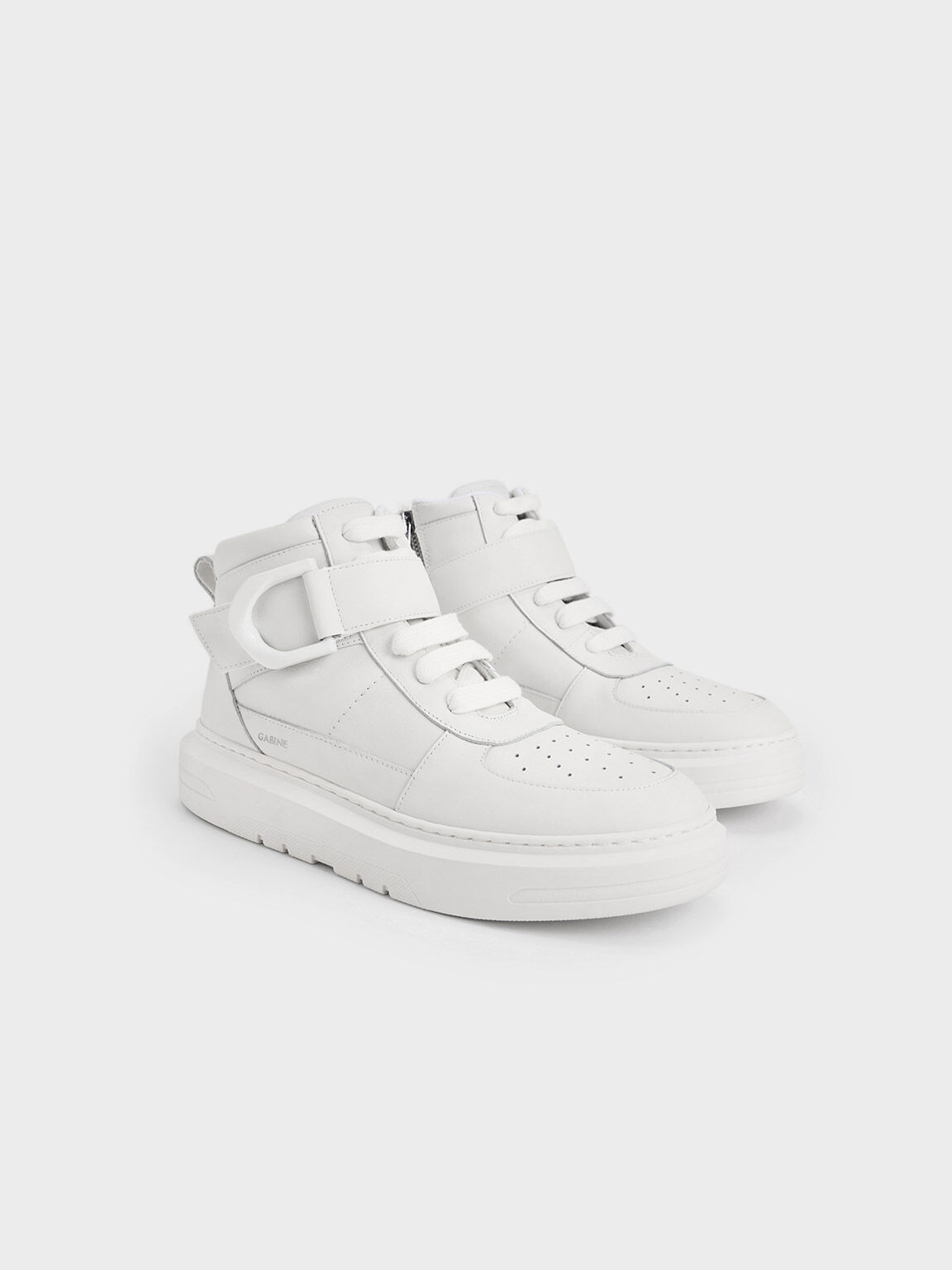 Gabine Leather High-Top Sneakers, White, hi-res