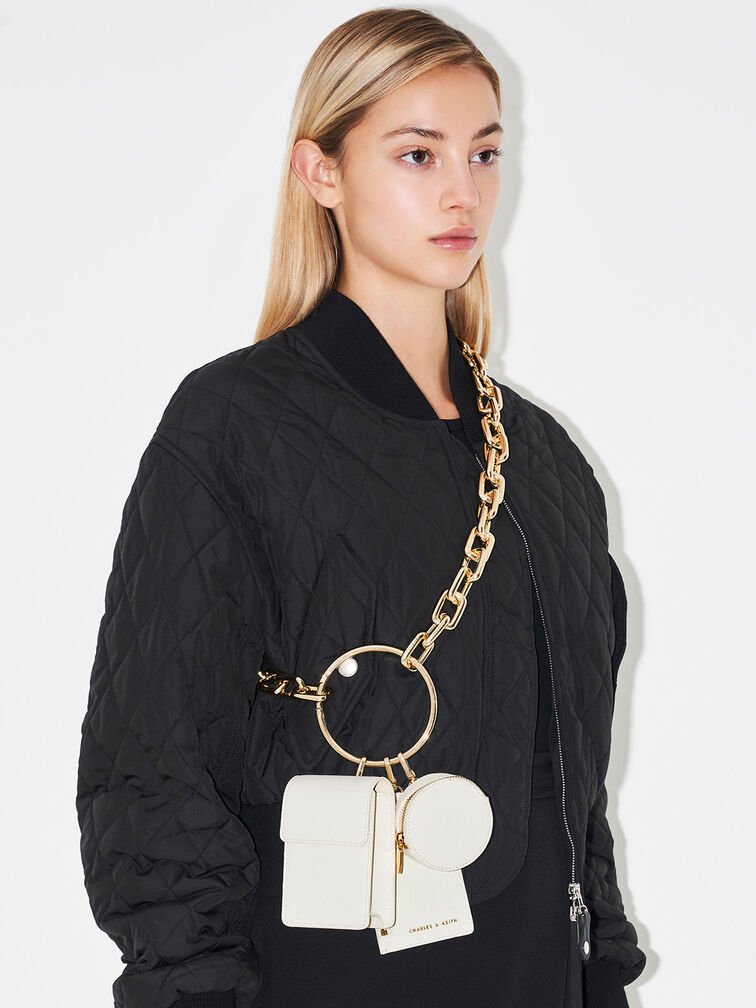 Chain Strap Ring-Detail Mini Bag, Chalk, hi-res