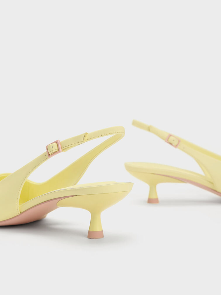 Vita Square-Toe Slingback Pumps, Yellow, hi-res