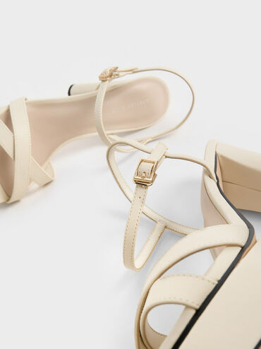 Crossover Platform Heeled Sandals, Chalk, hi-res