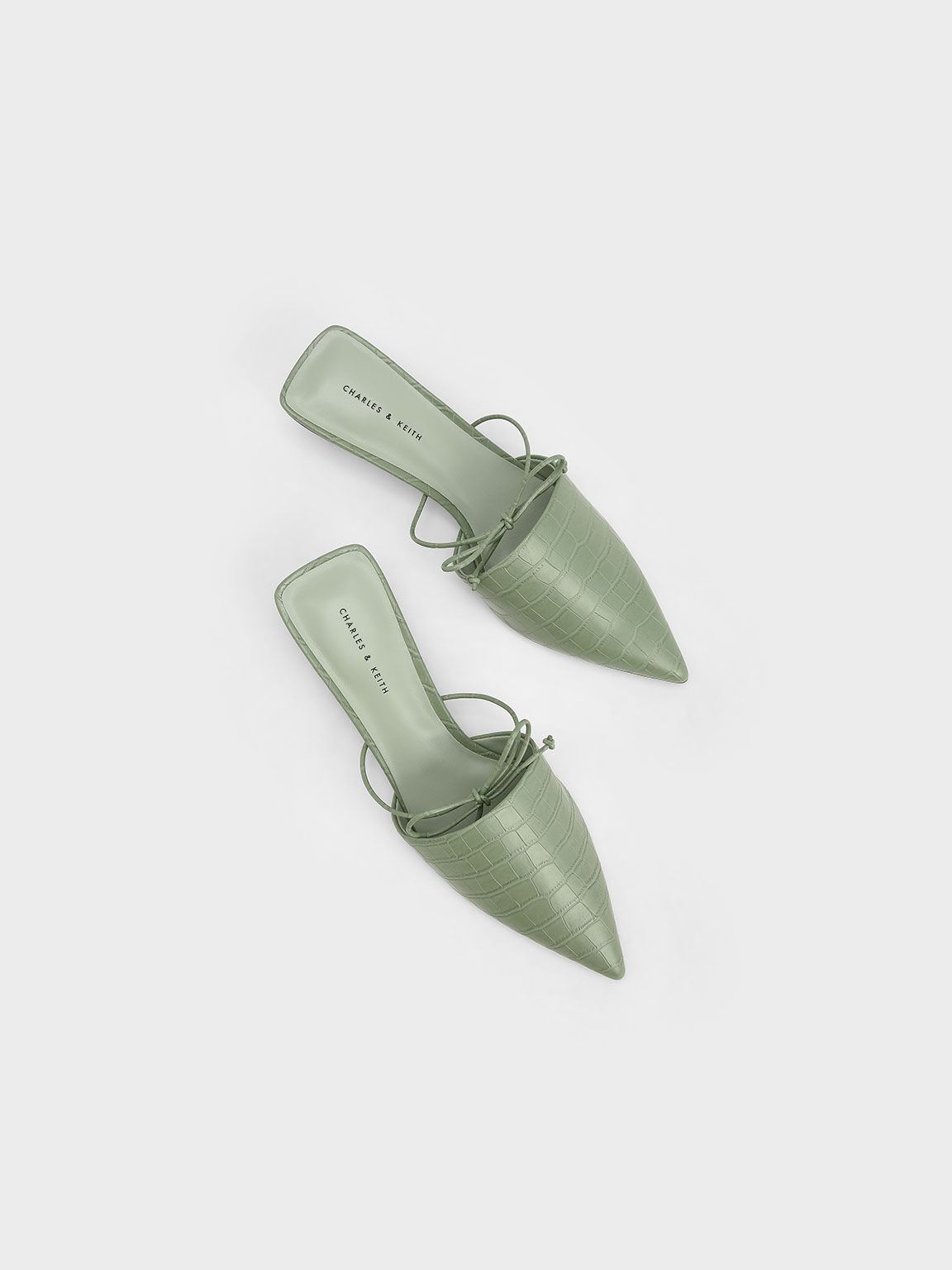 حذاء ميول مزين بعقدة فيونكة ونمط جلد التمساح, طباعة الحيوان أخضر, hi-res