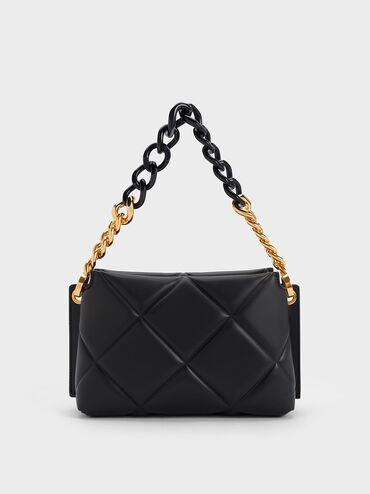 Danika Chunky Chain Padded Bag, Black, hi-res