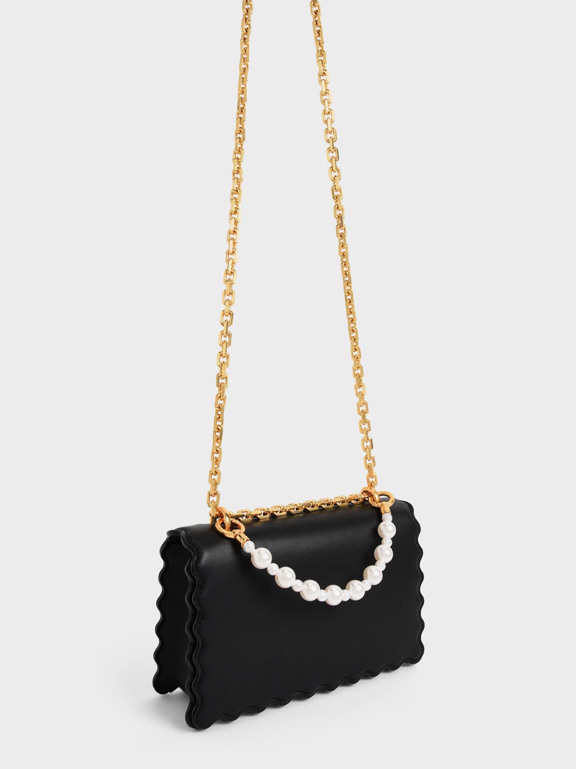Rowan Beaded Chain Handle Bag Black