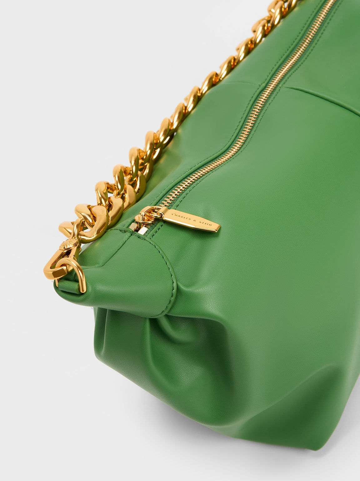 Chunky Chain Link Hobo Bag, Green, hi-res