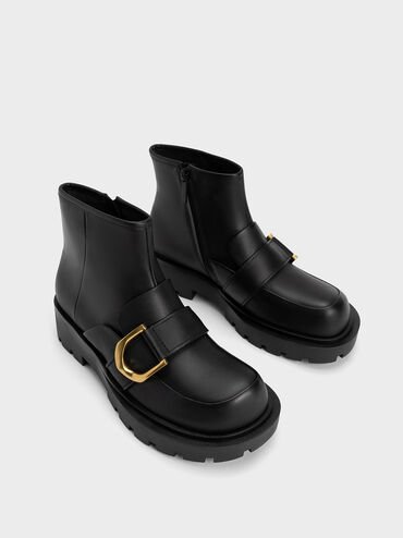 Gabine Loafer Ankle Boots, Black, hi-res
