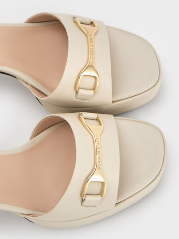 Leslie Metallic Accent Platform Slingback Sandals, White, hi-res