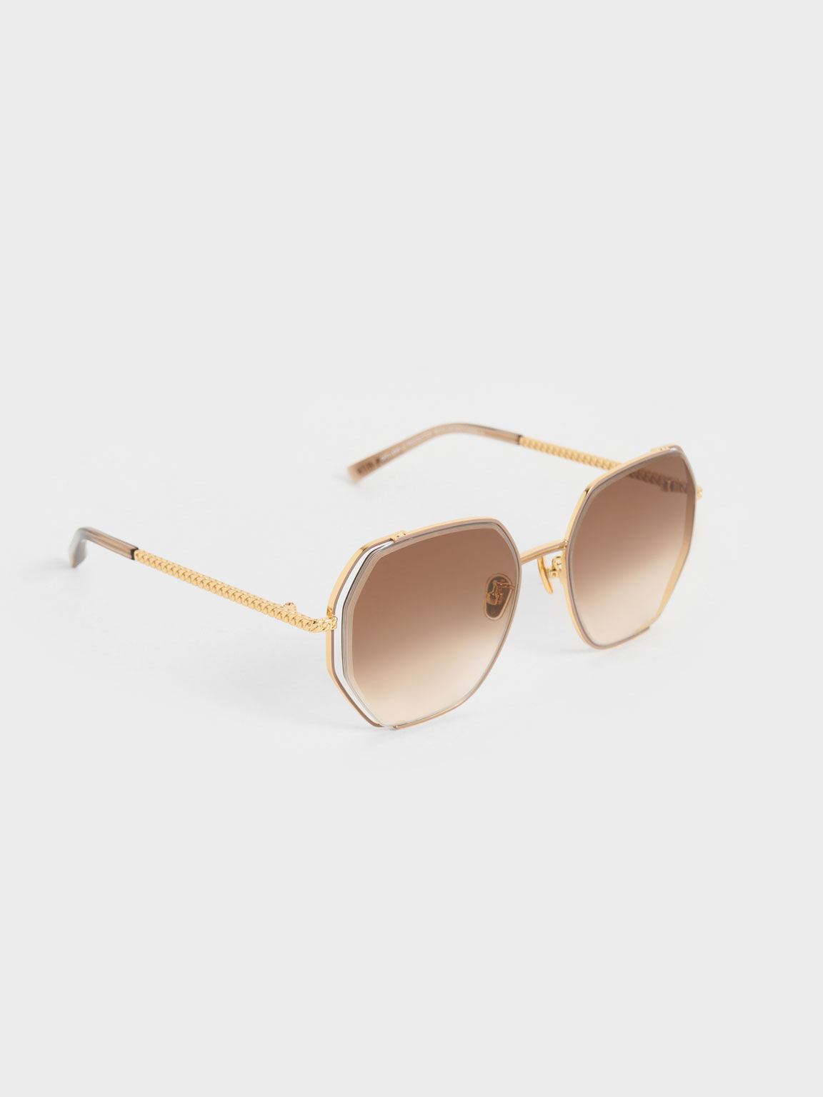 Cut-Out Braided Butterfly Sunglasses, Taupe, hi-res